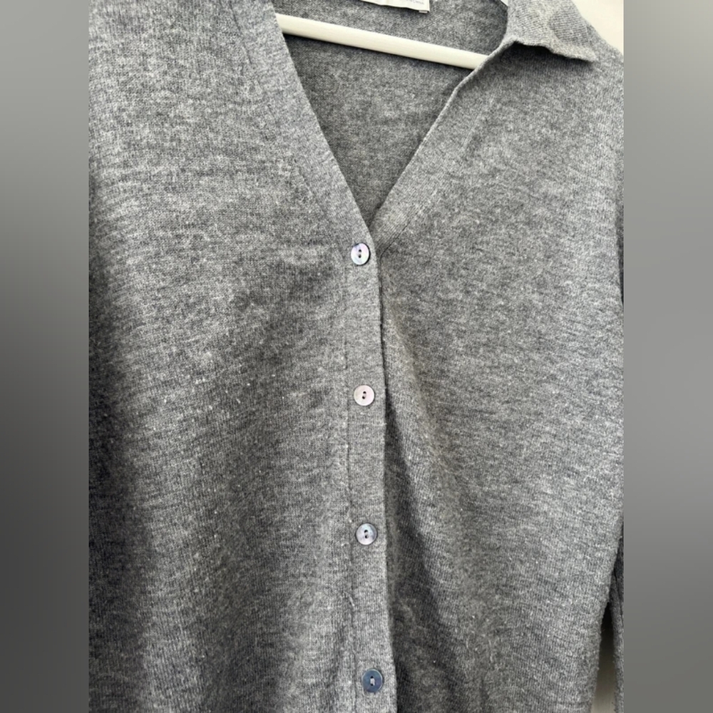 Dark Gray Button-Up Collared Sweater - image 2